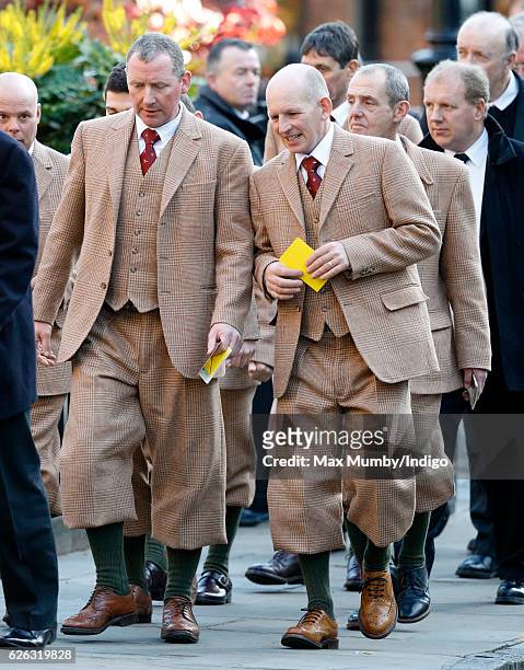Game Keepers attend a Memorial Service for Gerald Grosvenor, 6th Duke of Westminster at Chester Cathedral on November 28, 2016 in Chester, England....