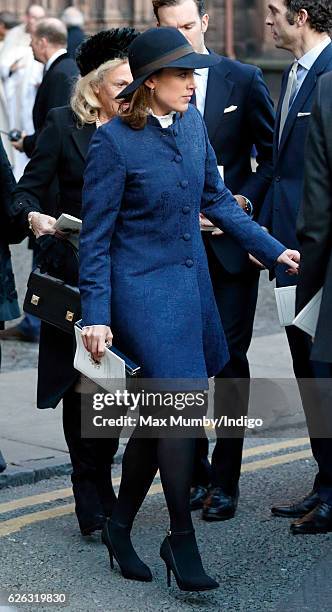 Alice van Cutsem attends a Memorial Service for Gerald Grosvenor, 6th Duke of Westminster at Chester Cathedral on November 28, 2016 in Chester,...