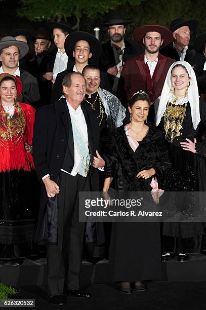 Eduardo Pio de Braganza and wife Isabel de Heredia attend a Gala Dinner at the Dukes of Braganza Palace during the Spanish Royals official visit to...
