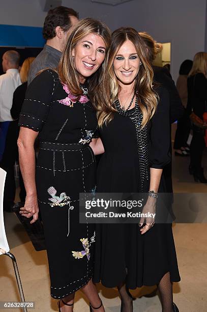 Journalist Nina Garcia and Actress Sarah Jessica Parker attend AT&T's celebration of the Launch of DIRECTV NOW at Venue 57 on November 28, 2016 in...