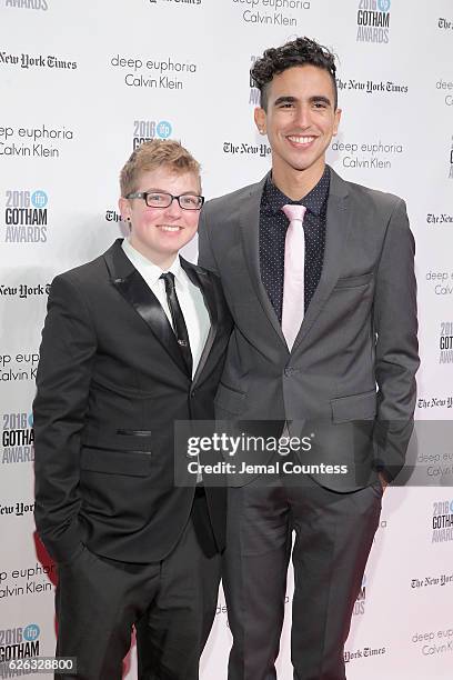 Jackson Bird and Dylan Marron of 'Sitting in Bathrooms with Trans People' attend IFP's 26th Annual Gotham Independent Film Awards at Cipriani, Wall...