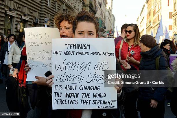 Not one less, national demonstration against male violence against women,on November 26, 2016 in Rome, Italy.