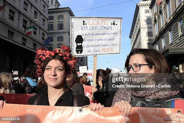 Not one less, national demonstration against male violence against women,on November 26, 2016 in Rome, Italy.