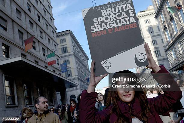 Not one less, national demonstration against male violence against women,on November 26, 2016 in Rome, Italy.