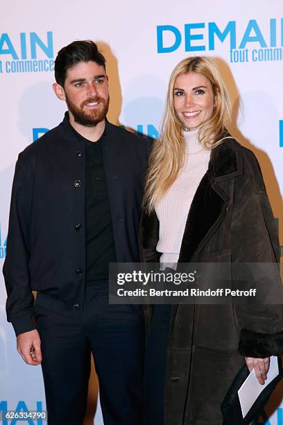 Miss France 2006, Alexandra Rosenfeld and guest attend the "Demain Tout Commence" Paris Premiere at Cinema Le Grand Rex on November 28, 2016 in...