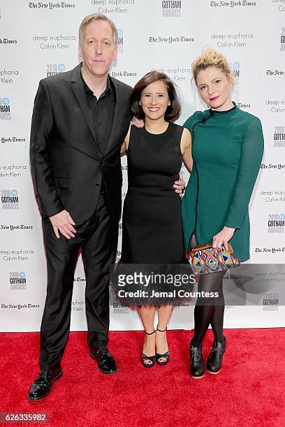 Lodge Kerrigan, Joana Vicente, and Amy Seimetz attend IFP's 26th Annual Gotham Independent Film Awards at Cipriani, Wall Street on November 28, 2016...