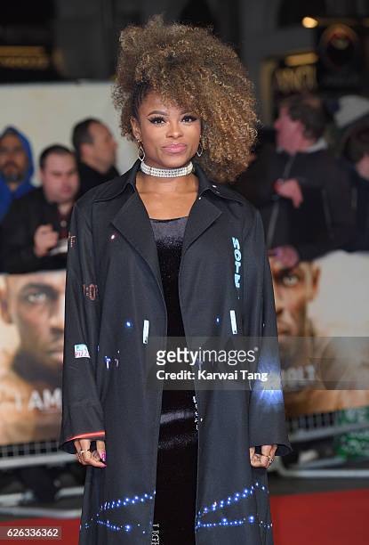 Fleur East attends the World Premiere of "I Am Bolt" at Odeon Leicester Square on November 28, 2016 in London, England.