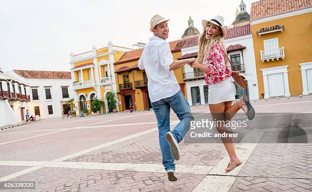 tourists having fun in cartagena - cartagena de indias stock pictures, royalty-free photos & images