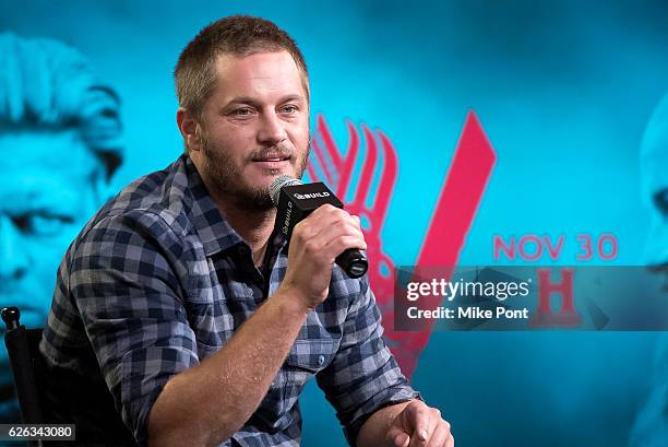 Travis Fimmel attends the Build Series to discuss "Vikings" at AOL HQ on November 28, 2016 in New York City.