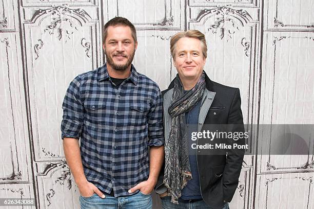 Travis Fimmel and Linus Roache attend the Build Series to discuss "Vikings" at AOL HQ on November 28, 2016 in New York City.