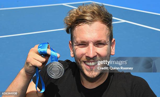 Newcombe medal winner Dylan Alcott poses during a media opportunity at Melbourne Park on November 29, 2016 in Melbourne, Australia.