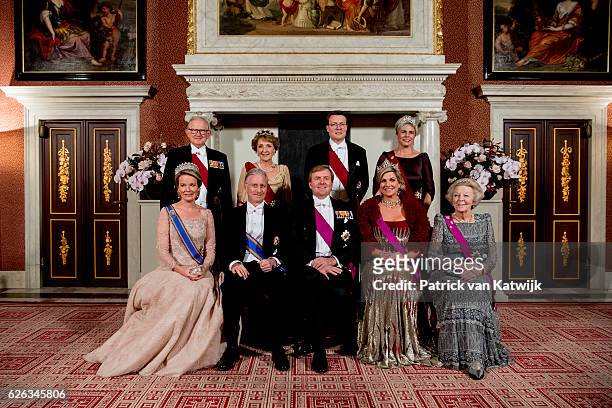 Queen Mathilde and King Philippe of Belgium, King Willem-Alexander, Queen Maxima and Princess Beatrix of The Netherlands Pieter van Vollenhoven,...