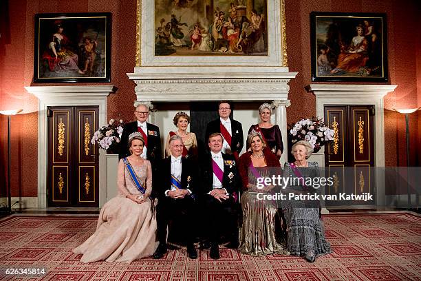 Queen Mathilde and King Philippe of Belgium, King Willem-Alexander, Queen Maxima and Princess Beatrix of The Netherlands Pieter van Vollenhoven,...