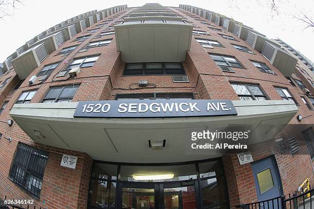 General view of 1520 Sedgwick Avenue in the Bronx, commonly recognized as the birthplace of hip-hop, on November 28, 2016 in New York City.