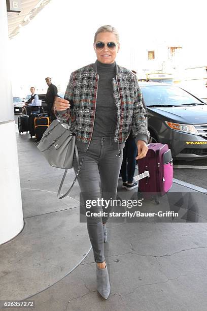 Yolanda Hadid is seen at LAX on November 28, 2016 in Los Angeles, California.
