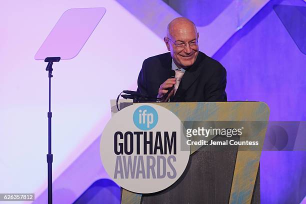 Arnon Milchan speaks onstage at IFP's 26th Annual Gotham Independent Film Awards at Cipriani, Wall Street on November 28, 2016 in New York City.