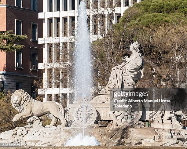 spain,madrid, cibeles square -cybele greek godess - fuente de cibeles stock pictures, royalty-free photos & images