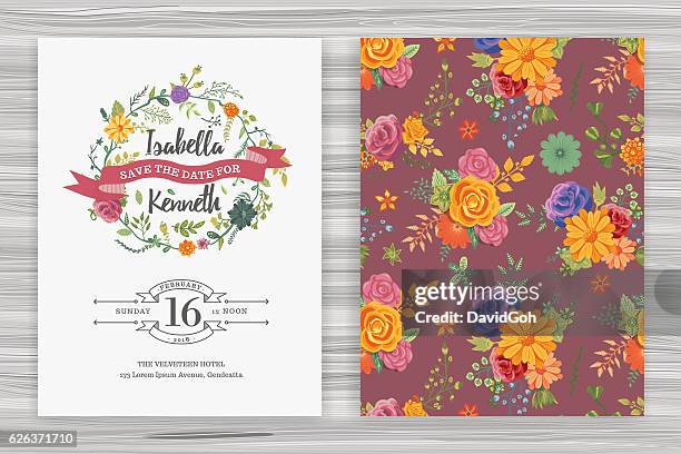 floral wedding invitation template - wedding invitation vector stock illustrations