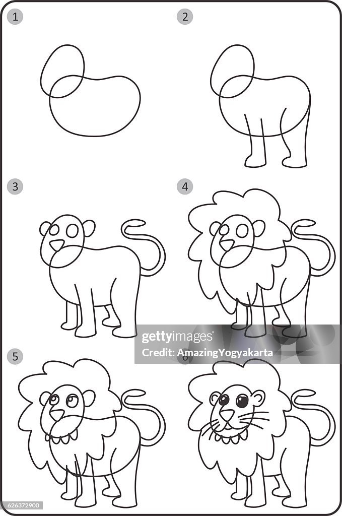 Cómo Dibujar León Fácil Dibujo León Para Los Niños Paso A Paso Ilustración de stock - Getty Images Cómo Dibujar León Fácil Dibujo León Para Los Niños Paso A Paso Ilustración de stock - Getty Images