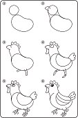Cómo Dibujar Pollo Fácil Dibujo De Pollo Para Los Niños Paso A Paso  Ilustración de stock - Getty Images