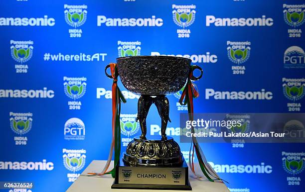 The winner's trophy pictured ahead of the Panasonic Open India at Delhi Golf Club on November 29, 2016 in New Delhi, India.