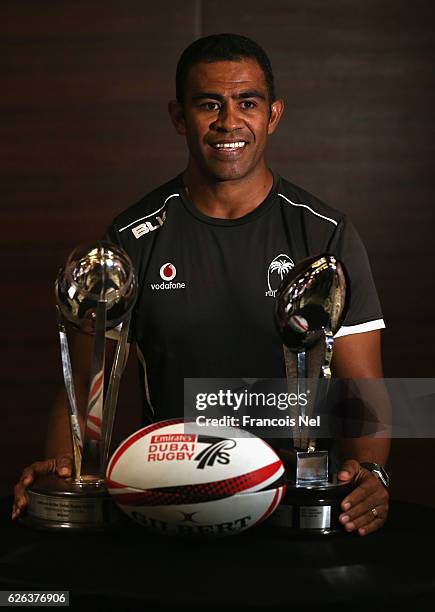 Naca Cawanibuka, Interim Head Coach, Fiji attends a press conference at Crowne Plaza, Dubai Festival City on November 29, 2016 in Dubai, United Arab...