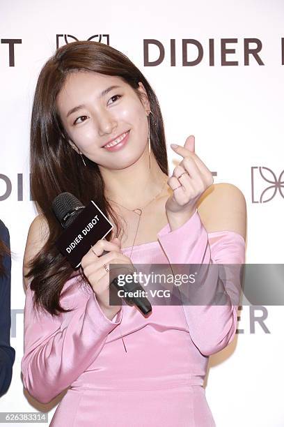 South Korean singer and actress Bae Suzy attends a commercial activity of Didier Dubot on November 29, 2016 in Hong Kong, China.