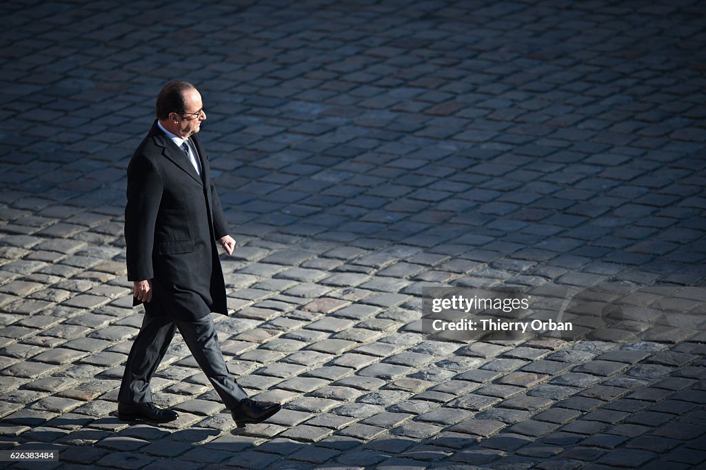 French President Francois Hollande Attends A Military Review