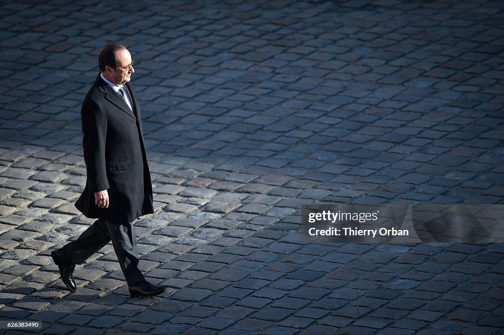 French President Francois Hollande Attends A Military Review