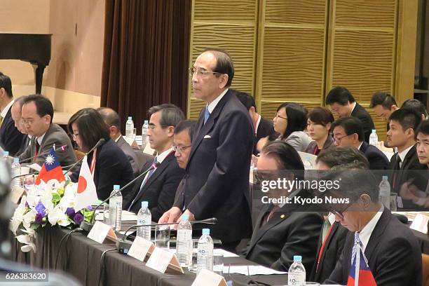 Mitsuo Ohashi , chairman of Japan's Interchange Association, delivers his opening address at the 41st round of the Taiwan-Japan trade talks that...