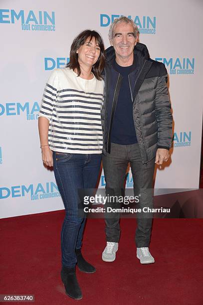Estelle Denis and Raymond Domenech attend the "Demain Tout Commence" Paris Premiere at Le Grand Rex on November 28, 2016 in Paris, France.