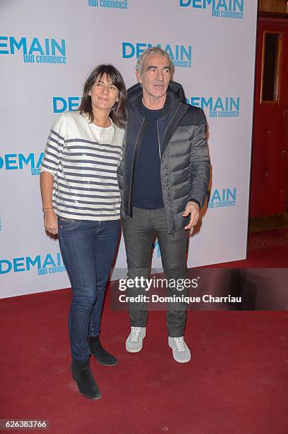 Estelle Denis and Raymond Domenech attend the "Demain Tout Commence" Paris Premiere at Le Grand Rex on November 28, 2016 in Paris, France.