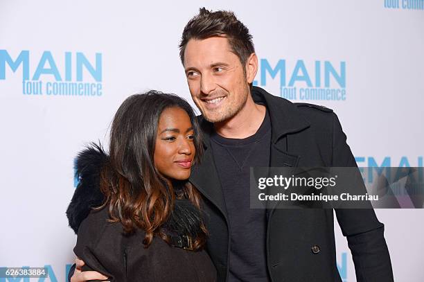 Hap Tatou and Vincent Cerutti attend the "Demain Tout Commence" Paris Premiere at Le Grand Rex on November 28, 2016 in Paris, France.