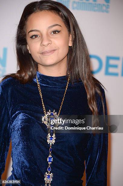 Sindy attends the "Demain Tout Commence" Paris Premiere at Le Grand Rex on November 28, 2016 in Paris, France.