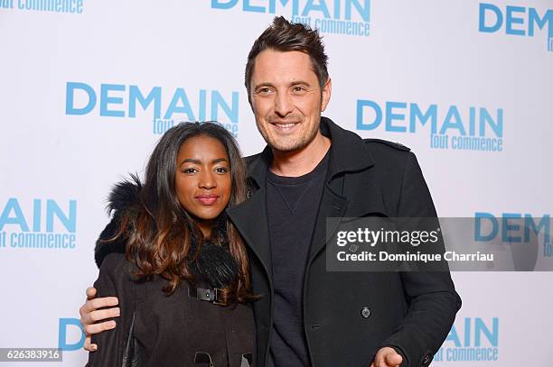 Hap Tatou and Vincent Cerutti attend the "Demain Tout Commence" Paris Premiere at Le Grand Rex on November 28, 2016 in Paris, France.