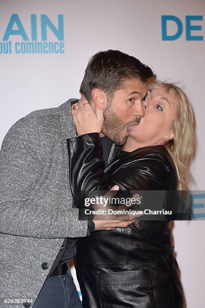 Christophe Beaugrand and Valerie Damidot attend the "Demain Tout Commence" Paris Premiere at Le Grand Rex on November 28, 2016 in Paris, France.