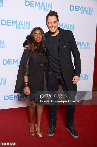 Hap Tatou and Vincent Cerutti attend the "Demain Tout Commence" Paris Premiere at Le Grand Rex on November 28, 2016 in Paris, France.