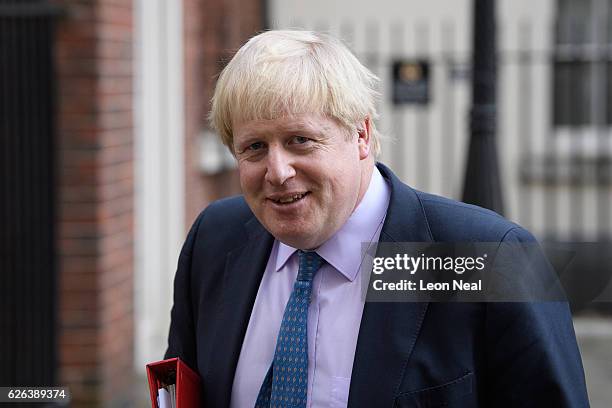 Foreign Secretary Boris Johnson leaves following a Cabinet meeting at 10 Downing Street on November 29, 2016 in London, England. The government has...