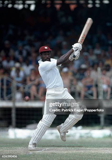 Viv Richards batting for West Indies during his innings of 182 in the 3rd Test match between West Indies and England at the Kensington Oval,...