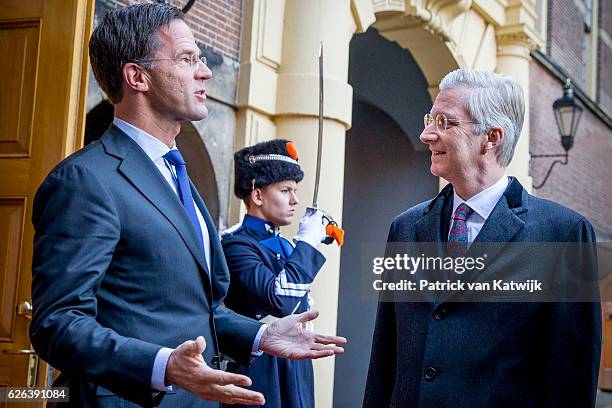 King Philippe visIts Prime Minister Mark Rutte on November 29, 2016 in The Hague, Netherlands.