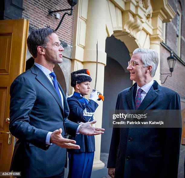 King Philippe visIts Prime Minister Mark Rutte on November 29, 2016 in The Hague, Netherlands.