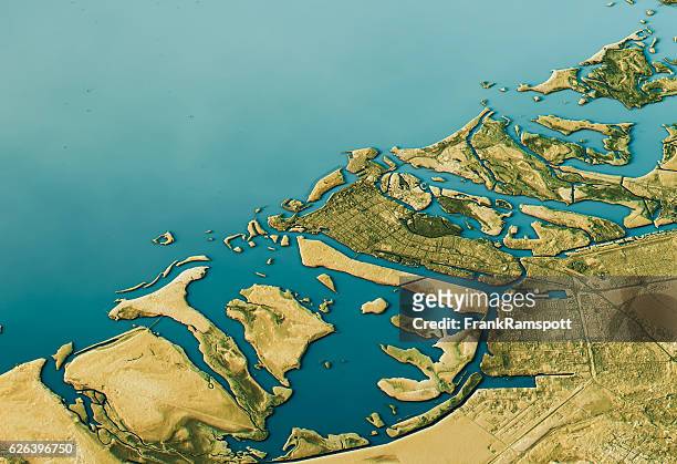 abu dhabi 3d landscape view south-north natural color - abu dhabi map stock pictures, royalty-free photos & images