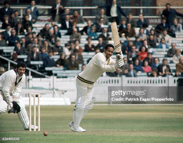 Garfield Sobers batting for Nottinghamshire during the John Player League match between Lancashire and Nottinghamshire at Old Trafford, Manchester,...