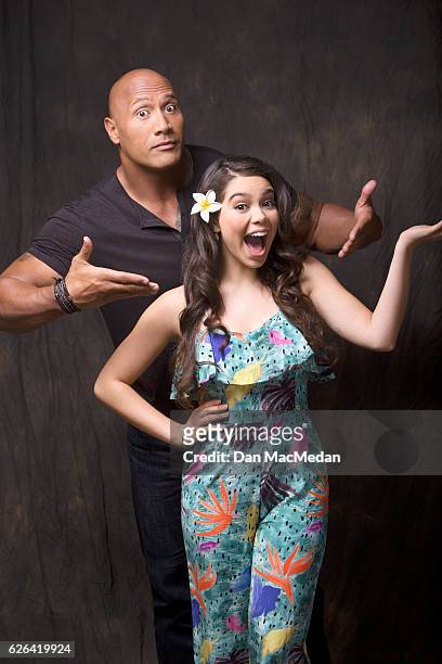 Actors Dwayne Johnson and Aulii Cravalho are photographed for USA Today on November 13, 2016 in Santa Monica, California.