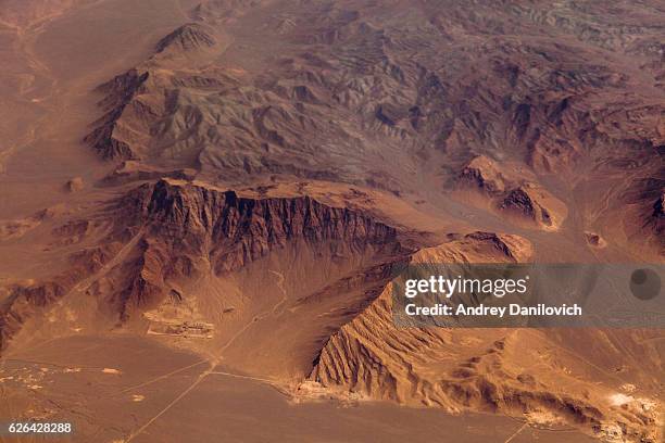 mountains in the desert, aerial view - aerial desert stock pictures, royalty-free photos & images