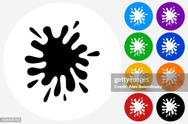 paint splash icon on flat color circle buttons - paintball game stock illustrations