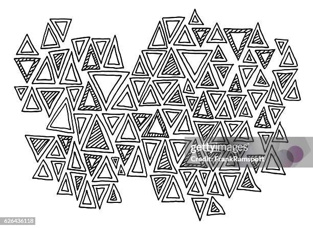 abstract triangle pattern doodle drawing - pen and marker drawing stock illustrations