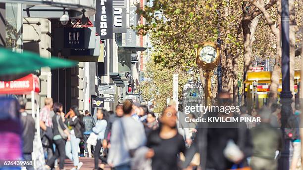 market street crowds san francisco - market street san francisco stockfoto's en -beelden