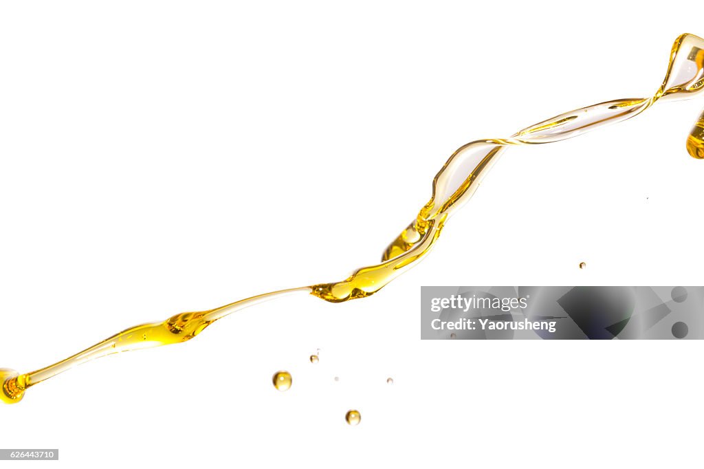 Active oil splash in white background