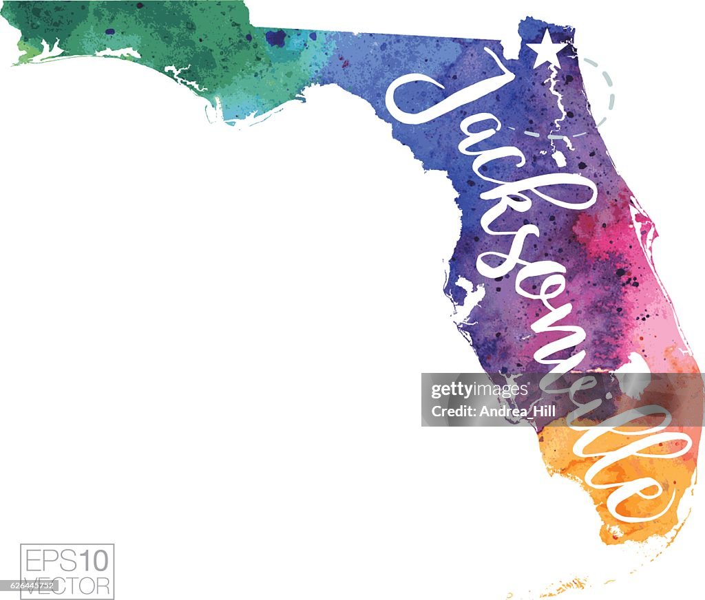 Jacksonville, Florida Vector Watercolor Map